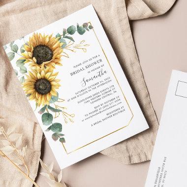 Elegant Floral Eucalyptus Sunflower Bridal Shower Invitation PostInvitations