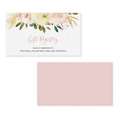 Elegant Floral Gold Blush Pink Gift Registry Enclosure