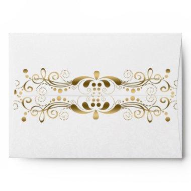 Elegant Floral Gold Lace With White Damasks 2 Envelope