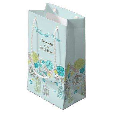 Elegant Floral Green and Gray Bridal Thank You Small Gift Bag