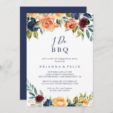 Elegant Floral I Do BBQ Engagement Party Invitations