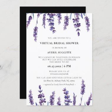 Elegant floral lavender Virtual Bridal shower Invitations