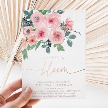 Elegant Floral Love Is In Bloom Bridal Shower Foil Invitations