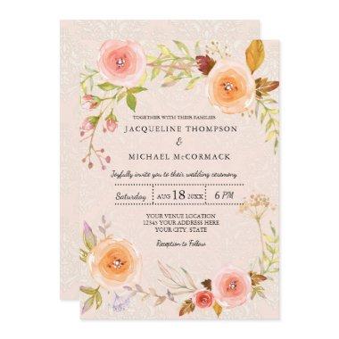 Elegant Floral n Damask  Wreath