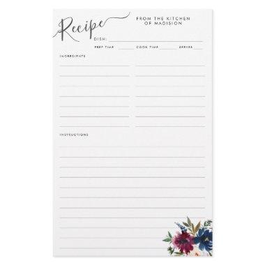 Elegant Floral Navy Blue Burgundy Red Recipe