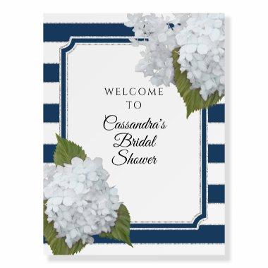 Elegant Floral Navy White Modern Stripe Welcome Foam Board