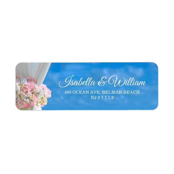Elegant Floral Ocean Beach Summer Wedding Address Label