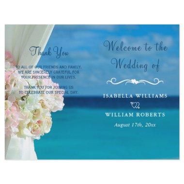 Elegant Floral Ocean Beach Summer Wedding Program