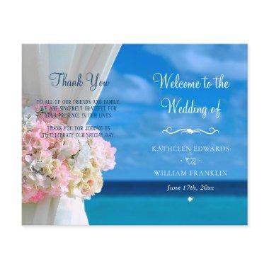 Elegant Floral Ocean Beach Summer Wedding Program