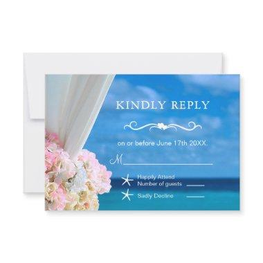 Elegant Floral Ocean Beach Summer Wedding RSVP