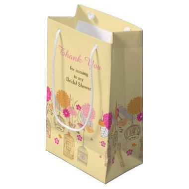 Elegant Floral Orange & Pink Bridal Thank You Small Gift Bag