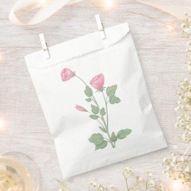 Elegant Floral Pink Green Watercolor Flowers Party Favor Bag