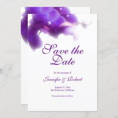 Elegant Floral Purple Orchid Save the Date Invitations