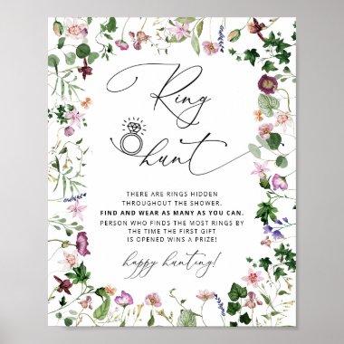 Elegant Floral Ring Hunt Bridal Shower Game Poster