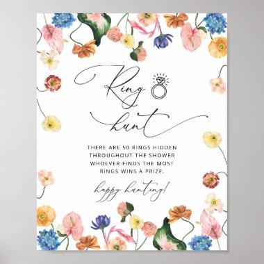 Elegant Floral Ring Hunt Bridal Shower Game Sign