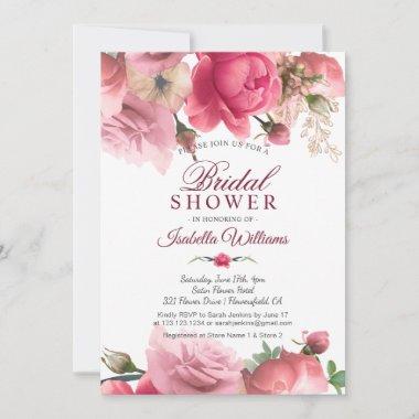 Elegant Floral Satin Bridal Shower Invitations