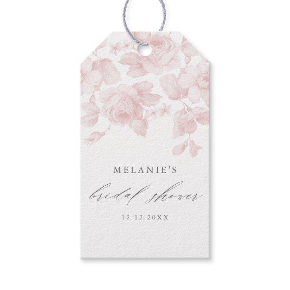 Elegant Floral Script Pink Bridal Shower Favor Gift Tags