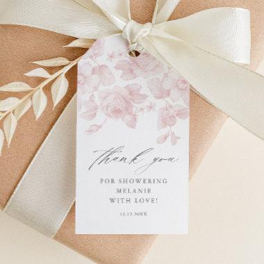 Elegant Floral Script Pink Bridal Shower Favor Gift Tags
