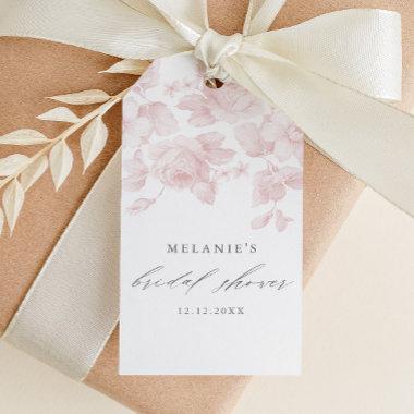 Elegant Floral Script Pink Bridal Shower Favor Gift Tags