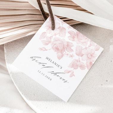 Elegant Floral Script Pink Bridal Shower Favor Tags