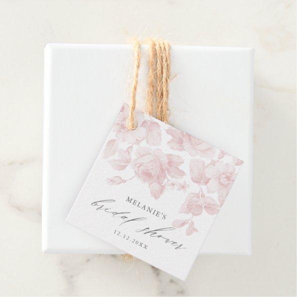 Elegant Floral Script Pink Bridal Shower Favor Tags