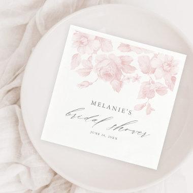 Elegant Floral Script Pink Bridal Shower Napkins