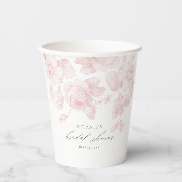 Elegant Floral Script Pink  Paper Cups