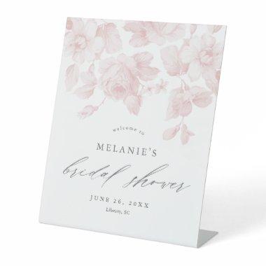 Elegant Floral Script Pink  Welcome Pedestal Sign