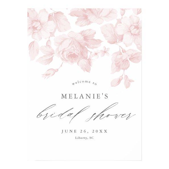 Elegant Floral Script Pink Bridal Shower Welcome Poster