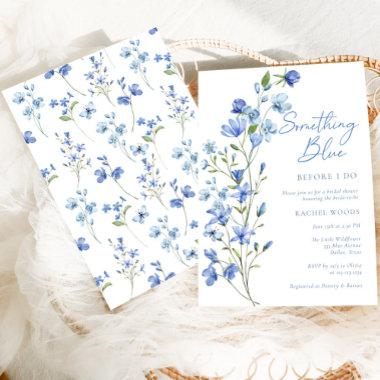 Elegant Floral Something Blue Bridal Shower Invitations