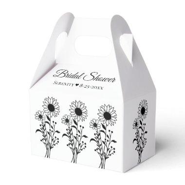 Elegant Floral Sunflower Black White  Favor Boxes