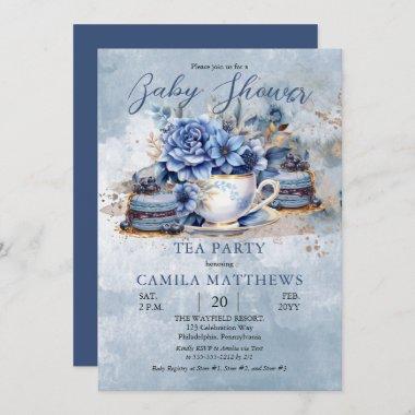 Elegant Floral Teacup Baby Shower Invitations