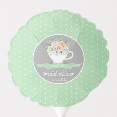 Elegant Floral Teacup  Tea Party Balloon
