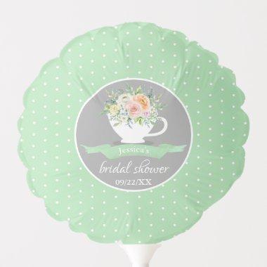 Elegant Floral Teacup Bridal Shower Tea Party Balloon