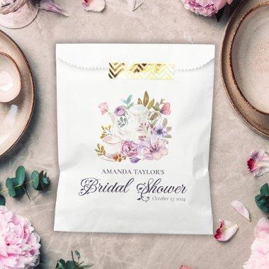 Elegant Floral Teapot  Tea Party Favor Bag