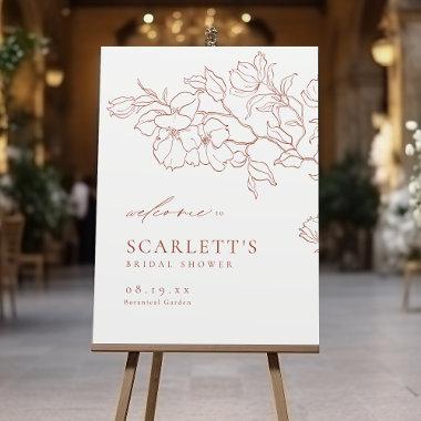 Elegant floral terracotta bridal shower Sign