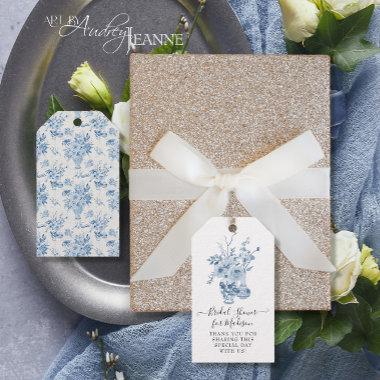 Elegant Floral Thank You Blue White Bridal Shower Gift Tags
