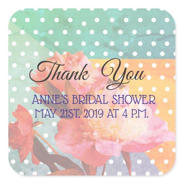 Elegant Floral , Thank you, Bridal Shower Stickers