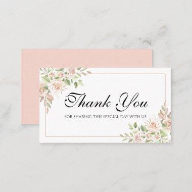 Elegant Floral Thank You Pink Rose Wedding Place Invitations