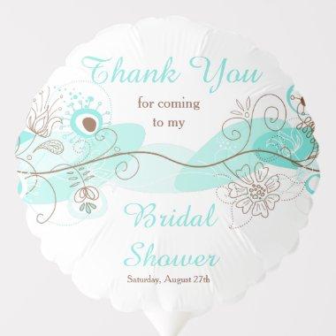 Elegant Floral Twist Bridal Shower in Turquoise Balloon