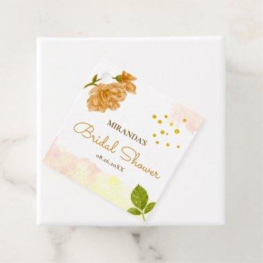Elegant Floral Watercolor Gold Dots Bridal Shower Favor Tags