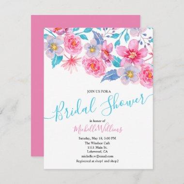 Elegant floral watercolour bridal shower Invitations