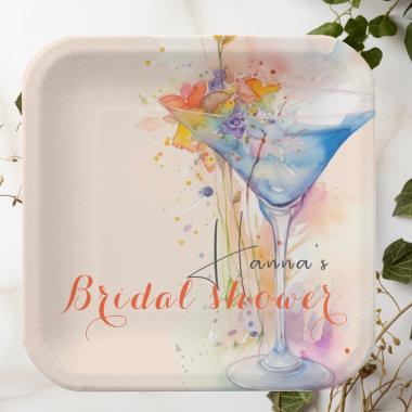 elegant floral watercolour Bridal shower Paper Plates