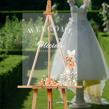 Elegant floral wedding dress welcome  acrylic sign