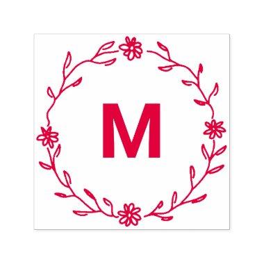 ♥ Elegant Floral Wreath Monogram ♥ Self-inking Stamp
