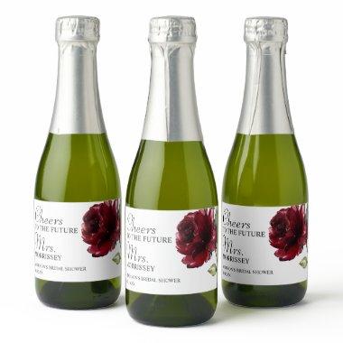 Elegant Flower Cheers Bridal Shower Favor Sparkling Wine Label