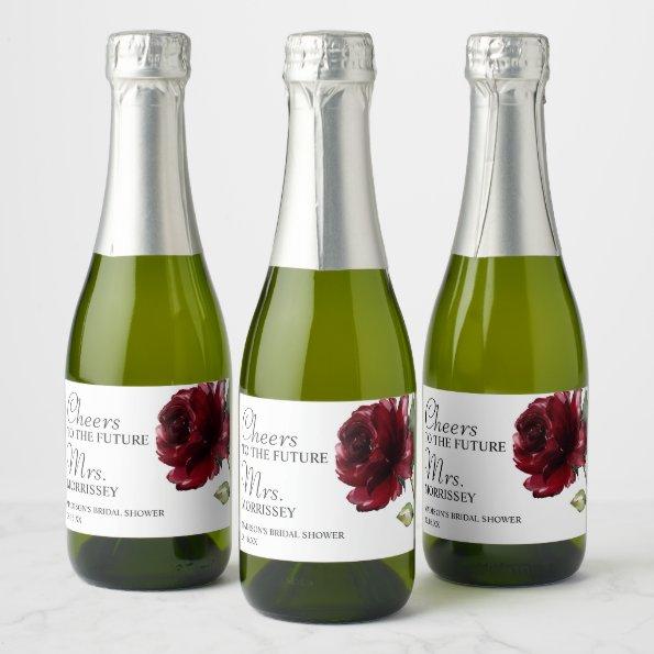 Elegant Flower Cheers Bridal Shower Favor Sparkling Wine Label