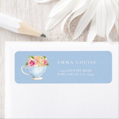 Elegant Flower Tea Bridal Brunch Address Label