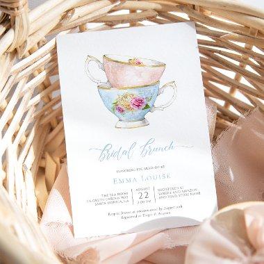 Elegant Flower Tea Cup With Flowers Bridal Brunch Invitations