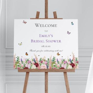 Elegant Flowers & Butterfly Bridal Shower Welcome Foam Board